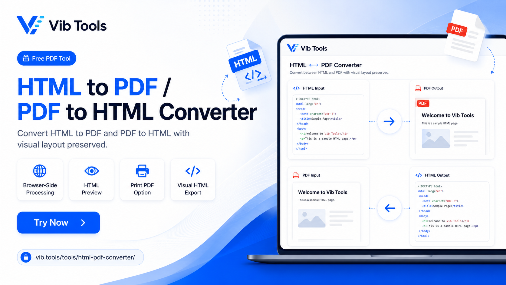 HTML to PDF / PDF to HTML Converter